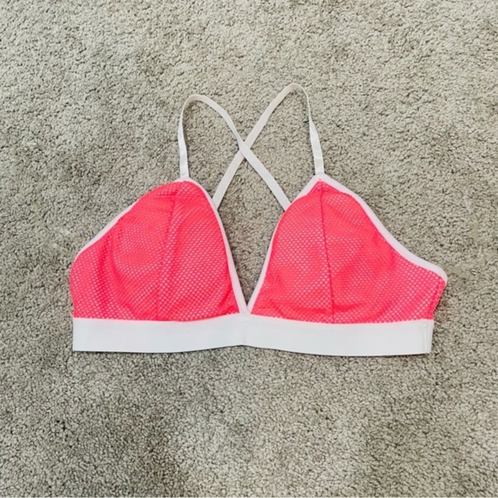 Bozzolo Fluorecent Pink / Orange Mesh Bra Top Size L